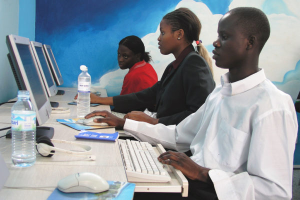 students studying on computers