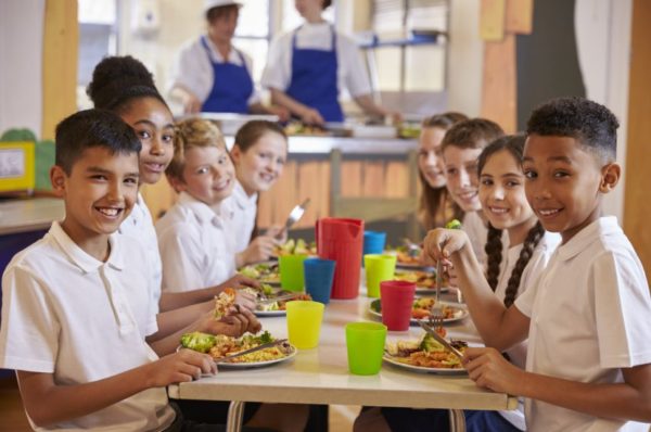 children eating school meals