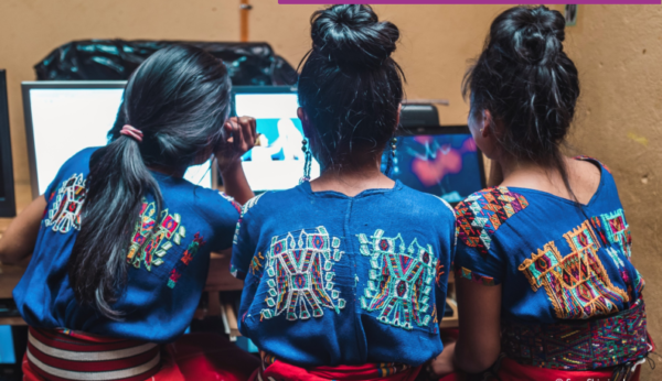 girls studying on laptop computers