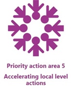 Logo Reads: "Priority action area 5 Accelerating local level actions".