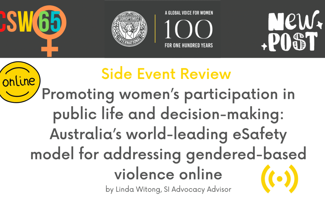 CSW65 side event – Australia’s eSafety model for addressing gendered-based violence online